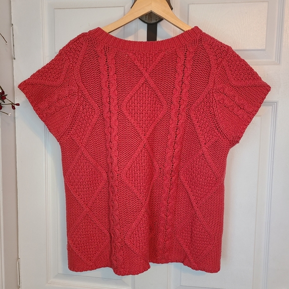 (1263) Sonoma Woman's Shrug Two Button Cable Sweater, Size: 1X Color: Red - Picture 4 of 8